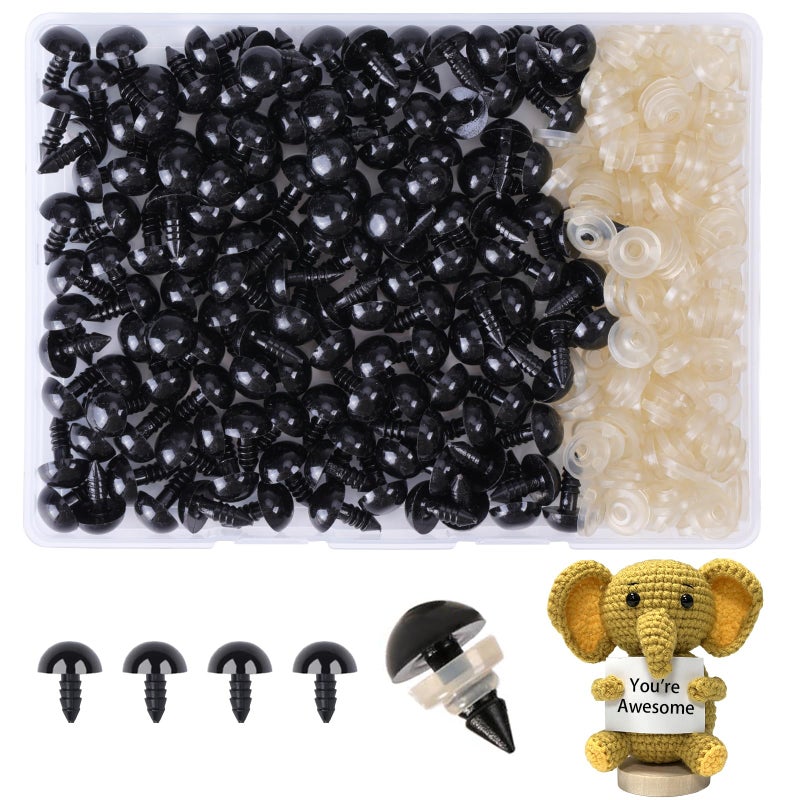 XKDOUS 12mm Safety Eyes, 280pcs for Crocheting, Crochet Eyes for Amigurumi, Stuffed Animal Doll Eyes for DIY Crafts - Image 1